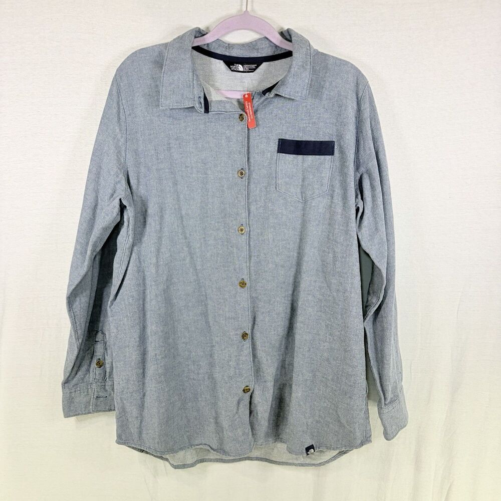 North Face Chambray blue long sleeve button down womens XL NWT